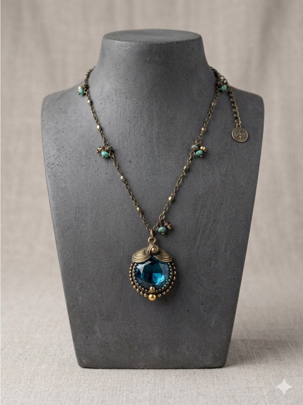 Sweet Romance Teal Crystal Pendant Necklace
